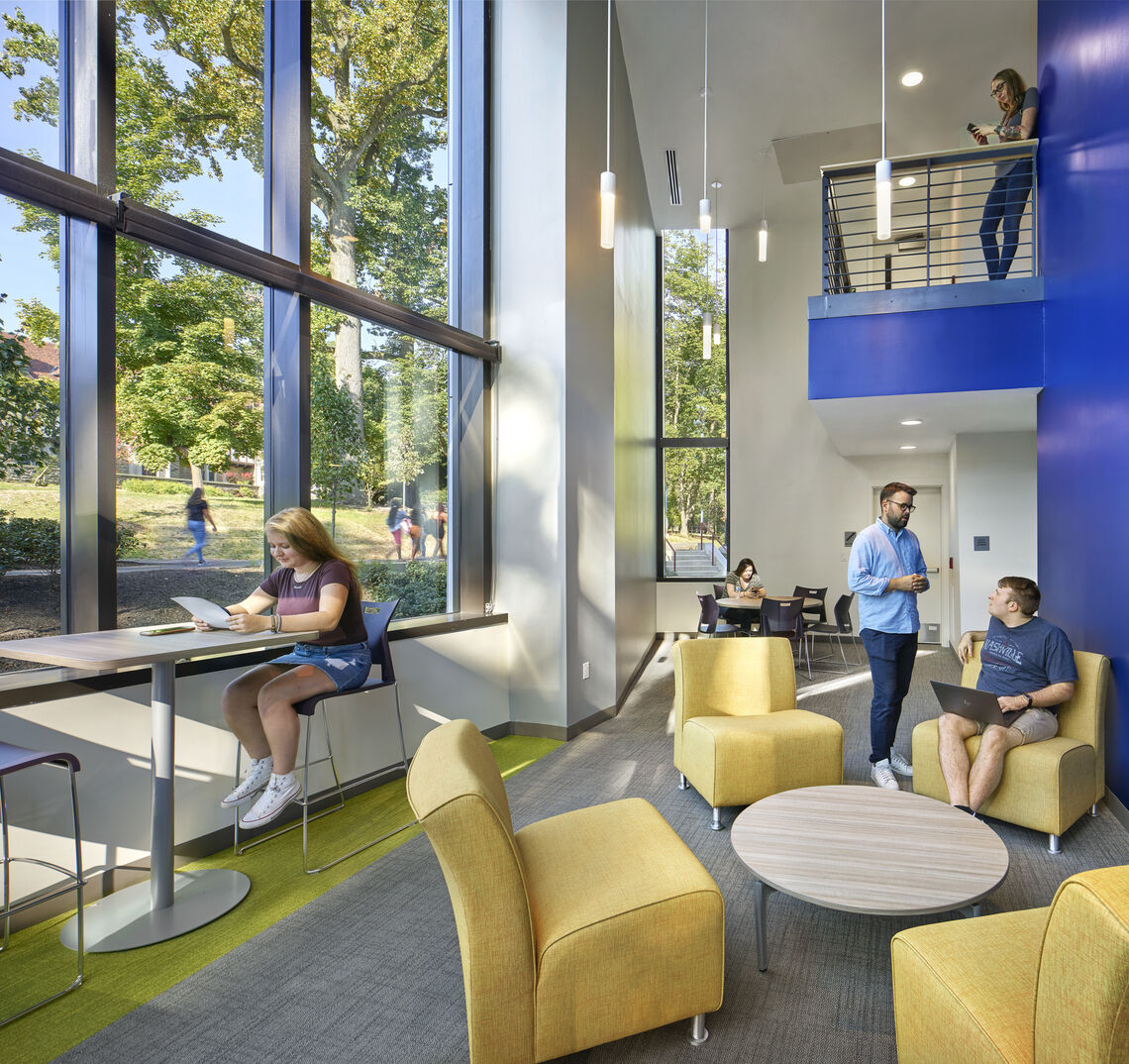 Cabrini Res Hall blue lounge