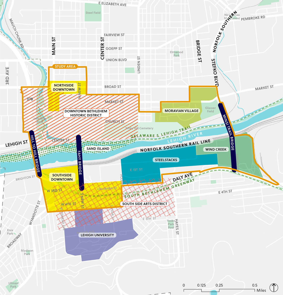 Bethlehem Pedestrian Bridge Study Area Map