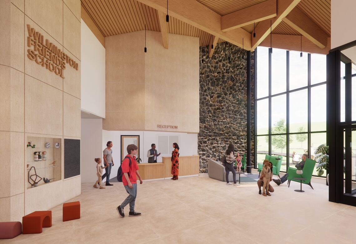 WFS lobby stone wall